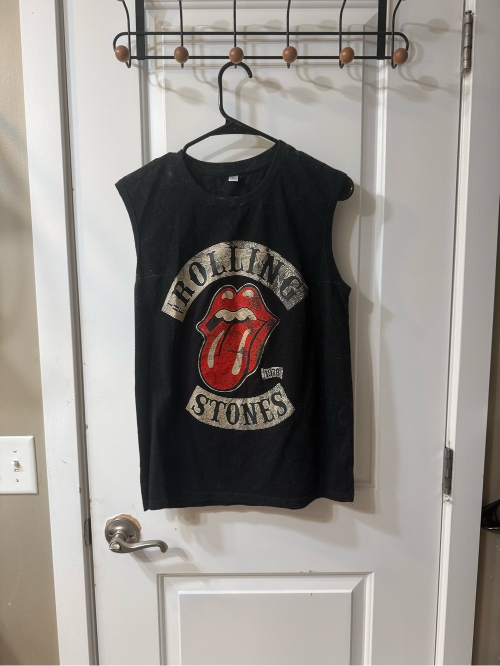 the Rolling Stones Black Tee with Red Tongue Graphic
